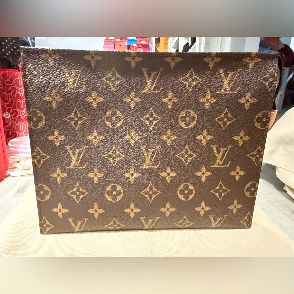 Louis Vuitton Brown Monogram Canvas Pouch with Tan Monogram